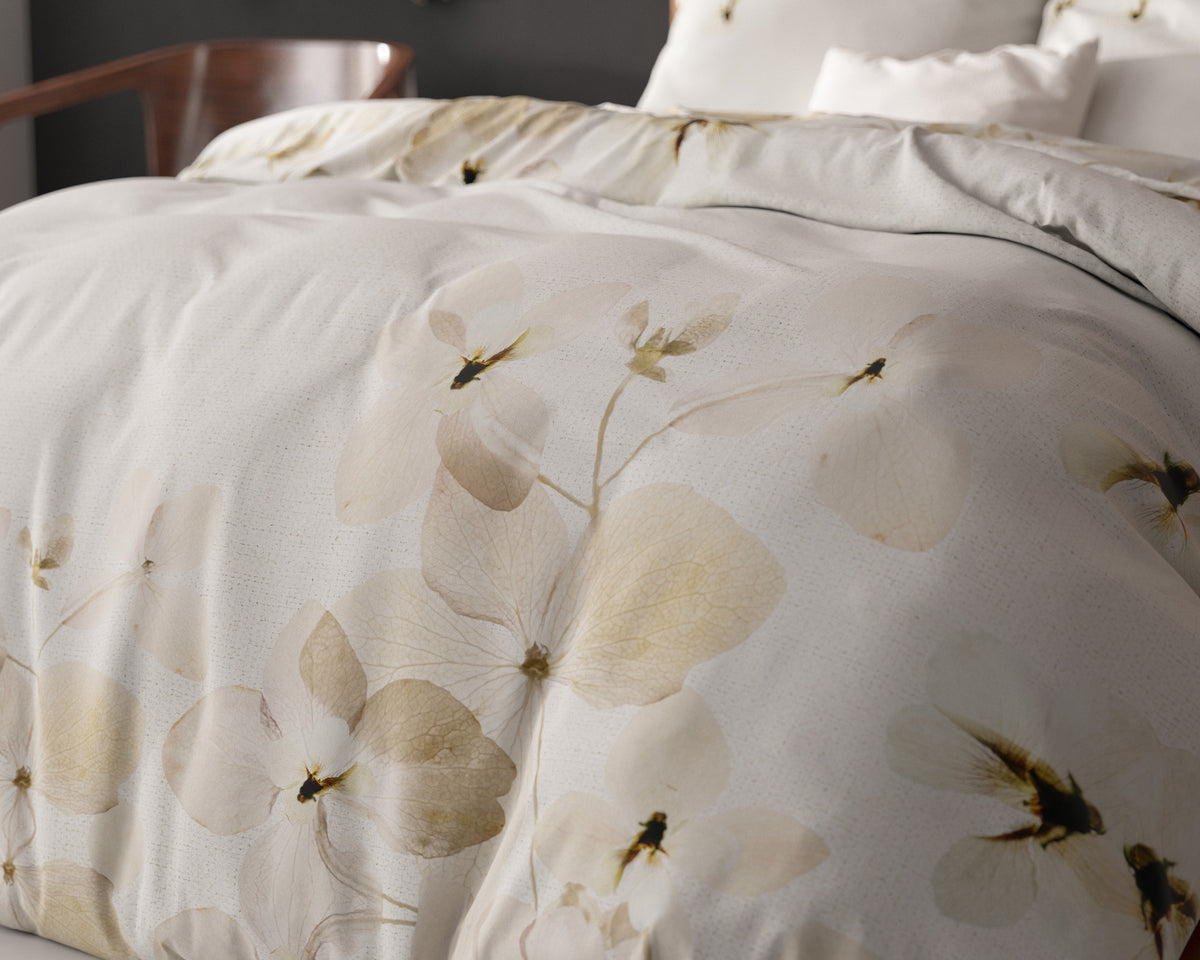 Dekbedovertrek Nature crème met bloemenprint 200 x 200/220 cm, voor de slaapkamer