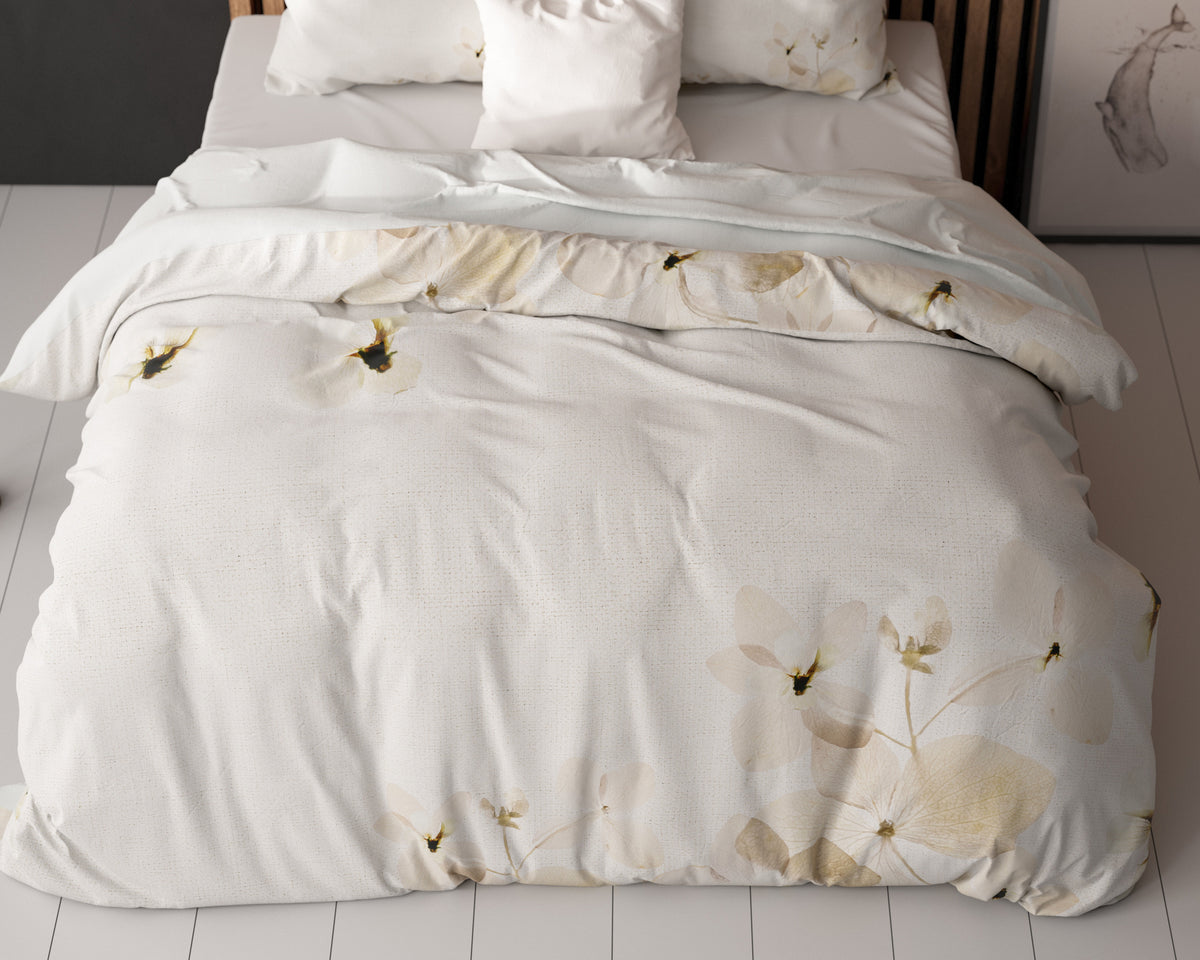 Dekbedovertrek Nature crème met bloemenprint 200 x 200/220 cm, voor de slaapkamer