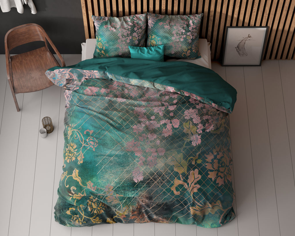 Dekbedovertrek Raddison bloemenmotief groen 240 x 200/220 cm voor de slaapkamer