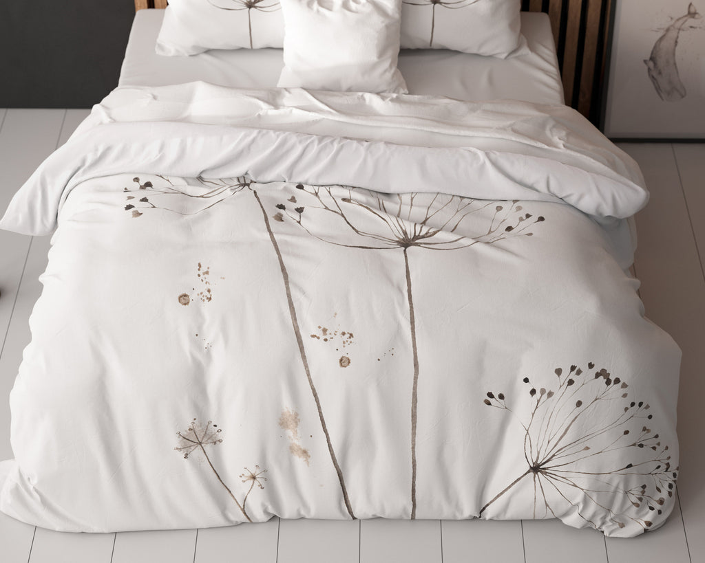 Dekbedovertrek Lichte Lente wit met bloemenprint 200 x 200/220 cm voor de slaapkamer