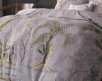 Dekbedovertrek Lois paars 240 x 200/220 cm, met bloemen- en vogelprint voor de slaapkamer