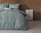 Dekbedovertrek I Love Bed groen met tekstprint Dear bed, I love you, 200 x 200/220 cm, voor de slaapkamer