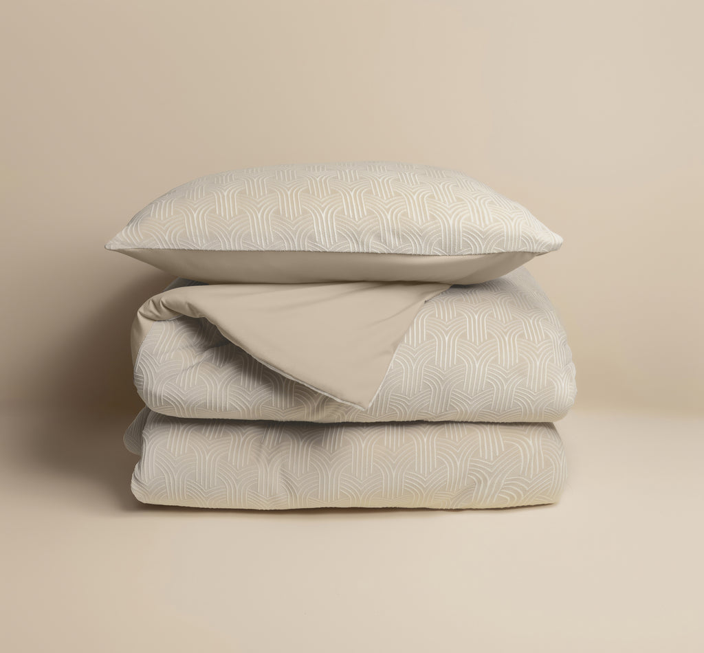 Dekbedovertrek flanel Art beige 140 x 220 cm voor de slaapkamer