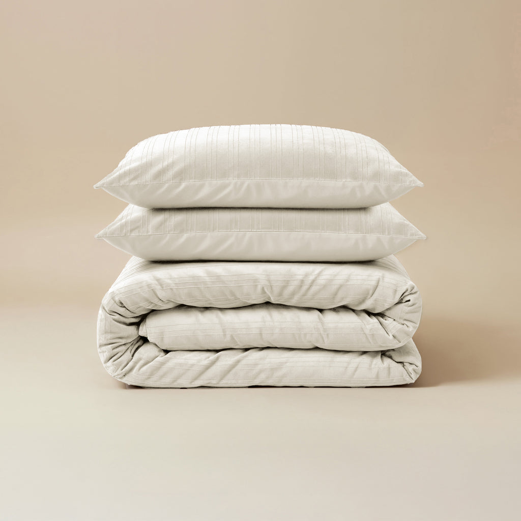 Dekbedovertrek fluweel polyester effen beige 200 x 220 cm, met 2 kussenslopen