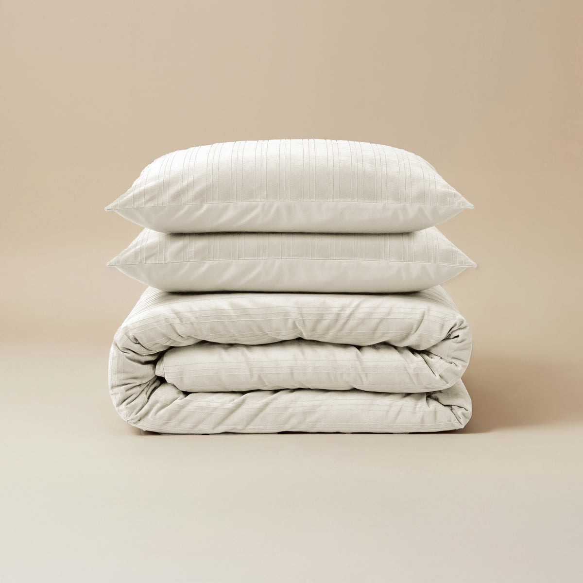 Dekbedovertrek fluweel polyester effen beige 200 x 220 cm, met 2 kussenslopen