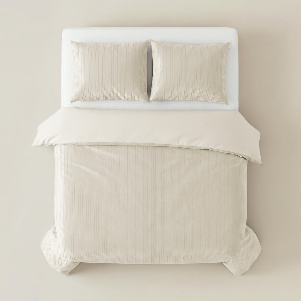 Dekbedovertrek velvet fluweel beige effen 240 x 220 cm, met 2 kussenslopen