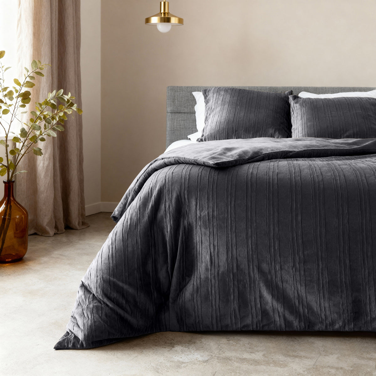 Dekbedovertrek fluweel zwart 140 x 220 cm, met 1 kussensloop, velvet met micropercal onderzijde