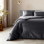 Dekbedovertrek fluweel velvet polyester zwart 240 x 220 cm, met 2 kussenslopen voor de slaapkamer