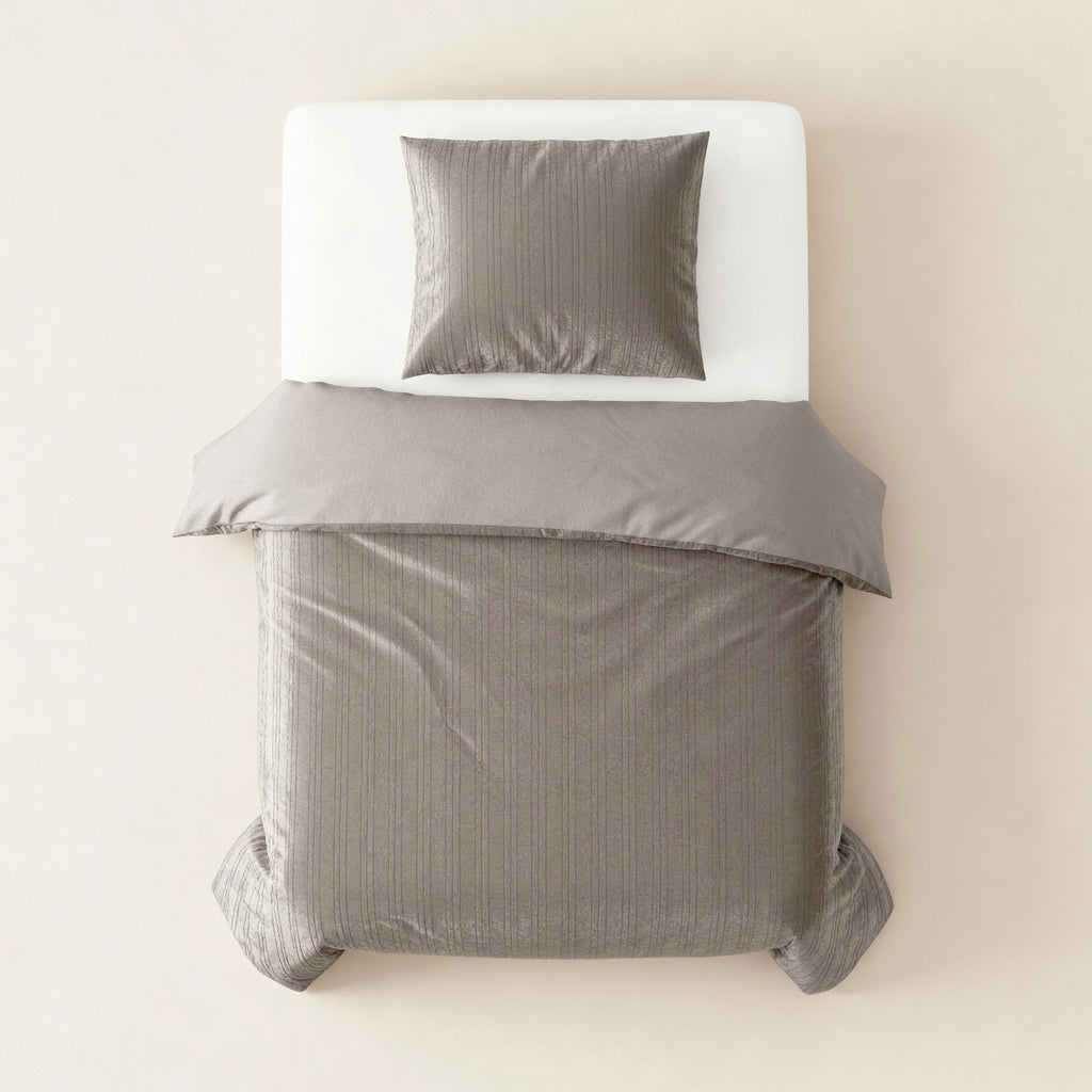 Dekbedovertrek fluweel taupe/grijs 140 x 220 cm, met 1 kussensloop voor de slaapkamer