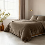 Dekbedovertrek fluweel taupe effen 140 x 220 cm, met 1 kussensloop voor de slaapkamer