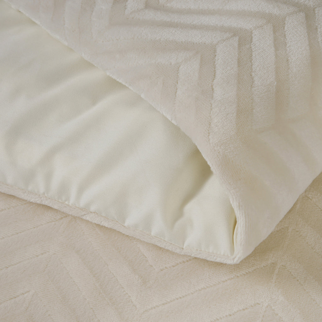 Dekbedovertrek teddy polyester chevron crème 140 x 200/220 cm, met kussensloop en drukknopen