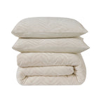 Dekbedovertrek teddy polyester chevron crème 140 x 200/220 cm, met kussensloop en drukknopen