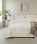 Dekbedovertrek teddy polyester chevron crème 240 x 200/220 cm, met kussenslopen