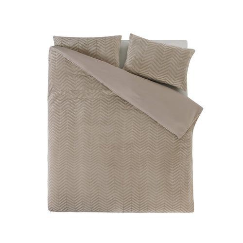 Dekbedovertrek teddy polyester visgraat chevron taupe 240 x 200/220 cm, voor de slaapkamer