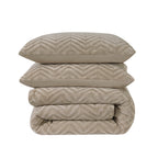 Dekbedovertrek teddy polyester visgraat chevron taupe 240 x 200/220 cm, voor de slaapkamer