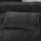 Dekbedovertrek teddy polyester chevron antraciet 200 x 200/220 cm, met kussenslopen voor de slaapkamer