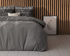 Dekbedovertrek Pure Liefde grijs 200 x 200/220 cm, met print Our Love is pure