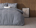 Dekbedovertrek Kus Mij blauw met tekst Always Kiss Me Goodnight, 240 x 200/220 cm, voor de slaapkamer