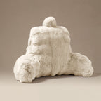 Rugsteunkussen nepbont Pompom beige 34 x 50 cm, stevig met armleuningen voor lezen en tv kijken