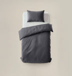 Dekbedovertrek fluweel polyester effen antraciet 140 x 220 cm, met 1 kussensloop 60 x 70 cm