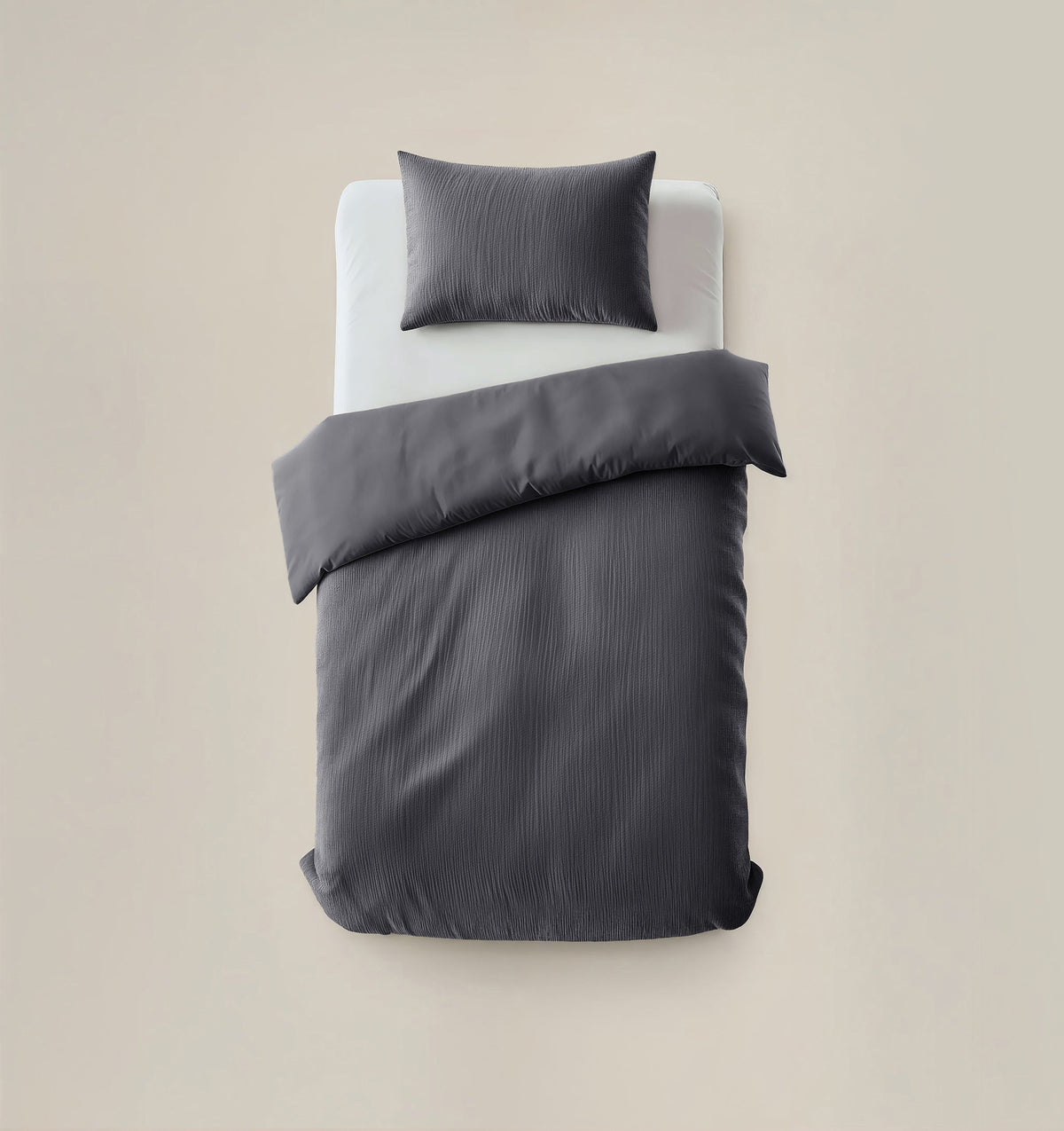 Dekbedovertrek fluweel polyester effen antraciet 140 x 220 cm, met 1 kussensloop 60 x 70 cm