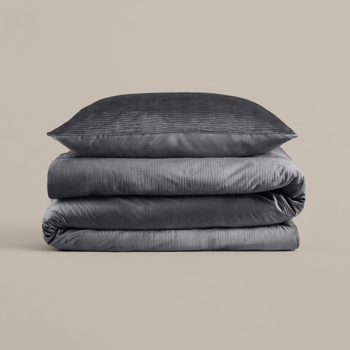 Dekbedovertrek fluweel polyester effen antraciet 140 x 220 cm, met 1 kussensloop 60 x 70 cm