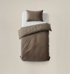 Dekbedovertrek fluweel effen taupe 140 x 220 cm, met 1 kussensloop 60 x 70 cm