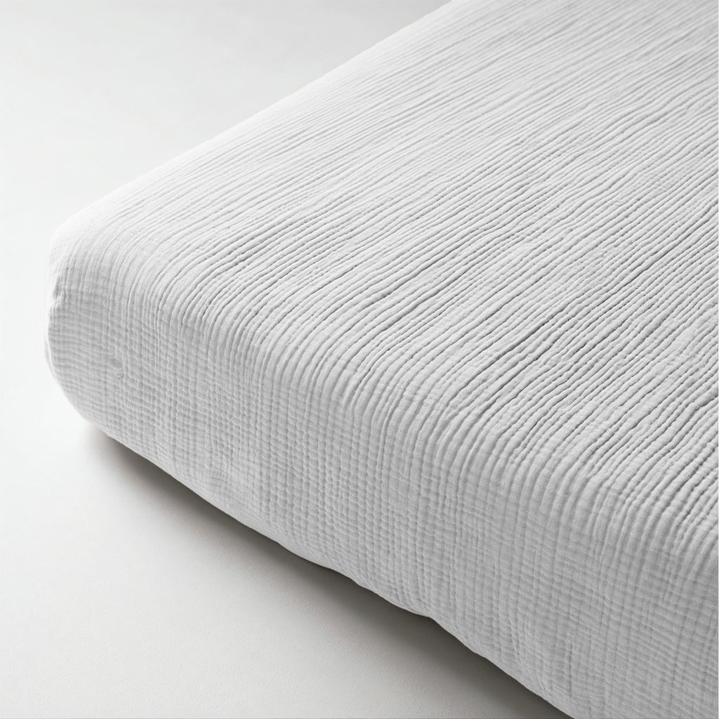 Hoeslaken katoen mousseline wit 160 x 200 cm, hoekhoogte 30 cm, anti-huisstofmijt voor slaapkamer