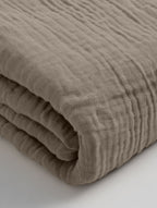 Hoeslaken katoen mousseline taupe 160 x 200 cm, hoekhoogte 30 cm, voor matras en boxspring