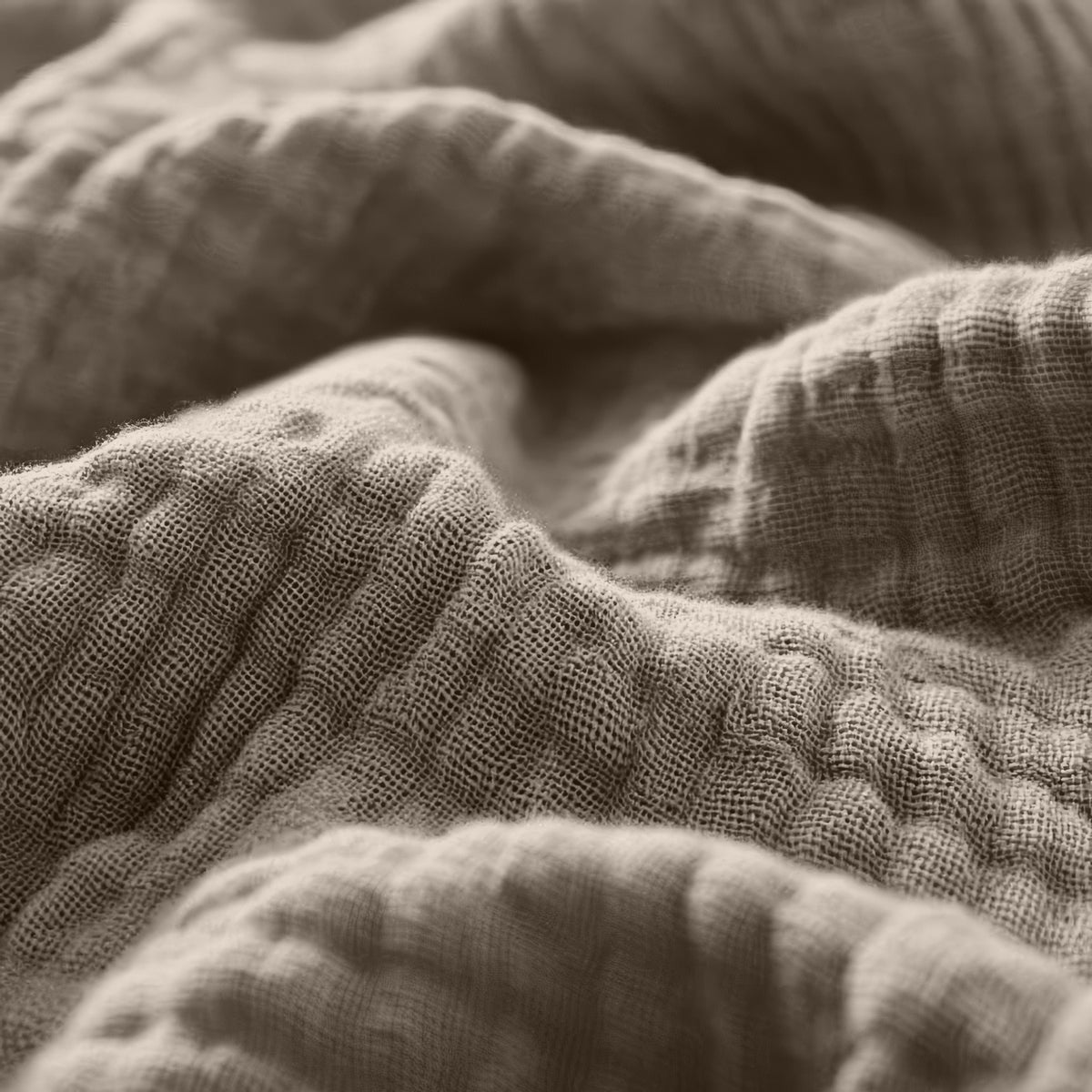 Hoeslaken katoen mousseline taupe 160 x 200 cm, hoekhoogte 30 cm, voor matras en boxspring