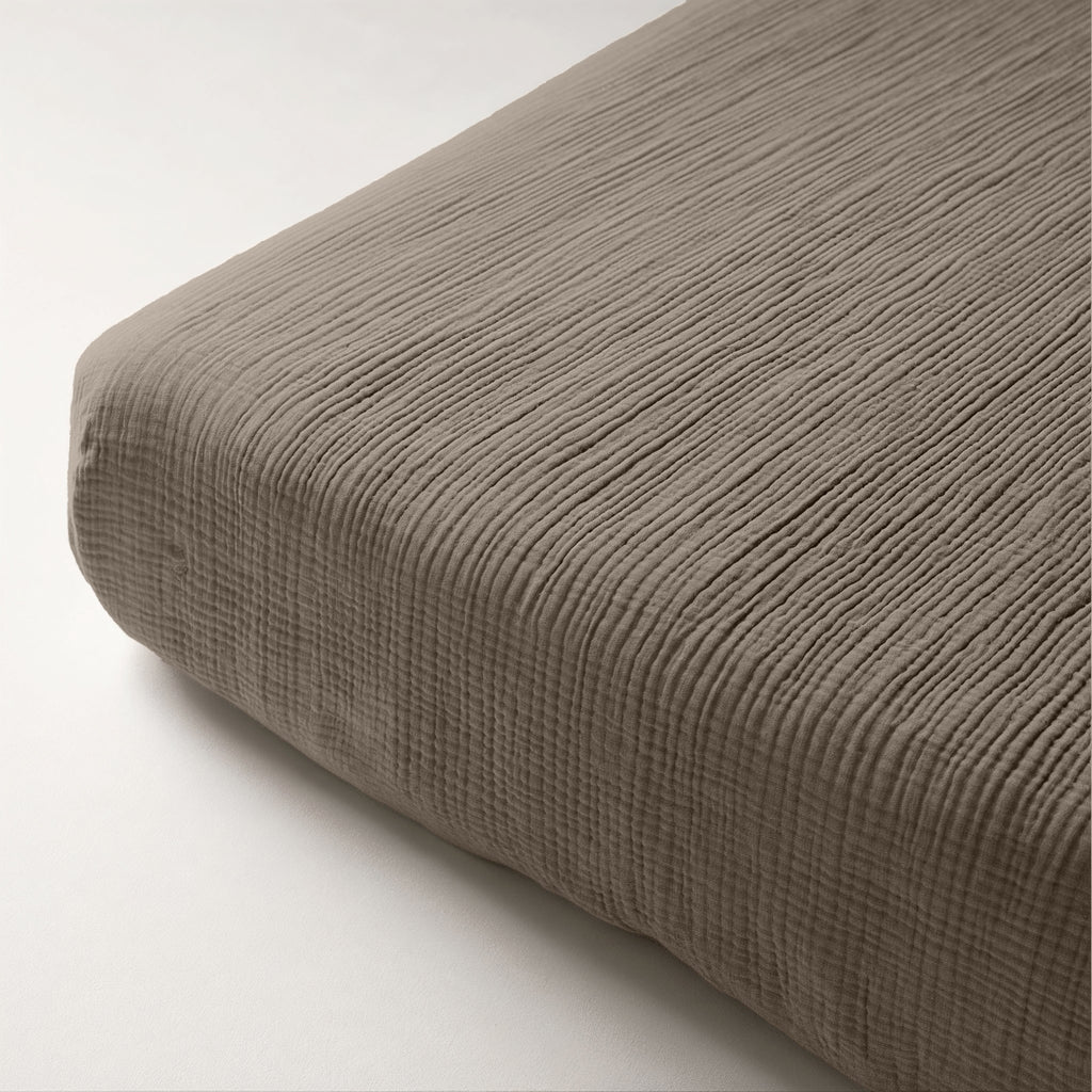 Hoeslaken katoen mousseline taupe 160 x 200 cm, hoekhoogte 30 cm, voor matras en boxspring