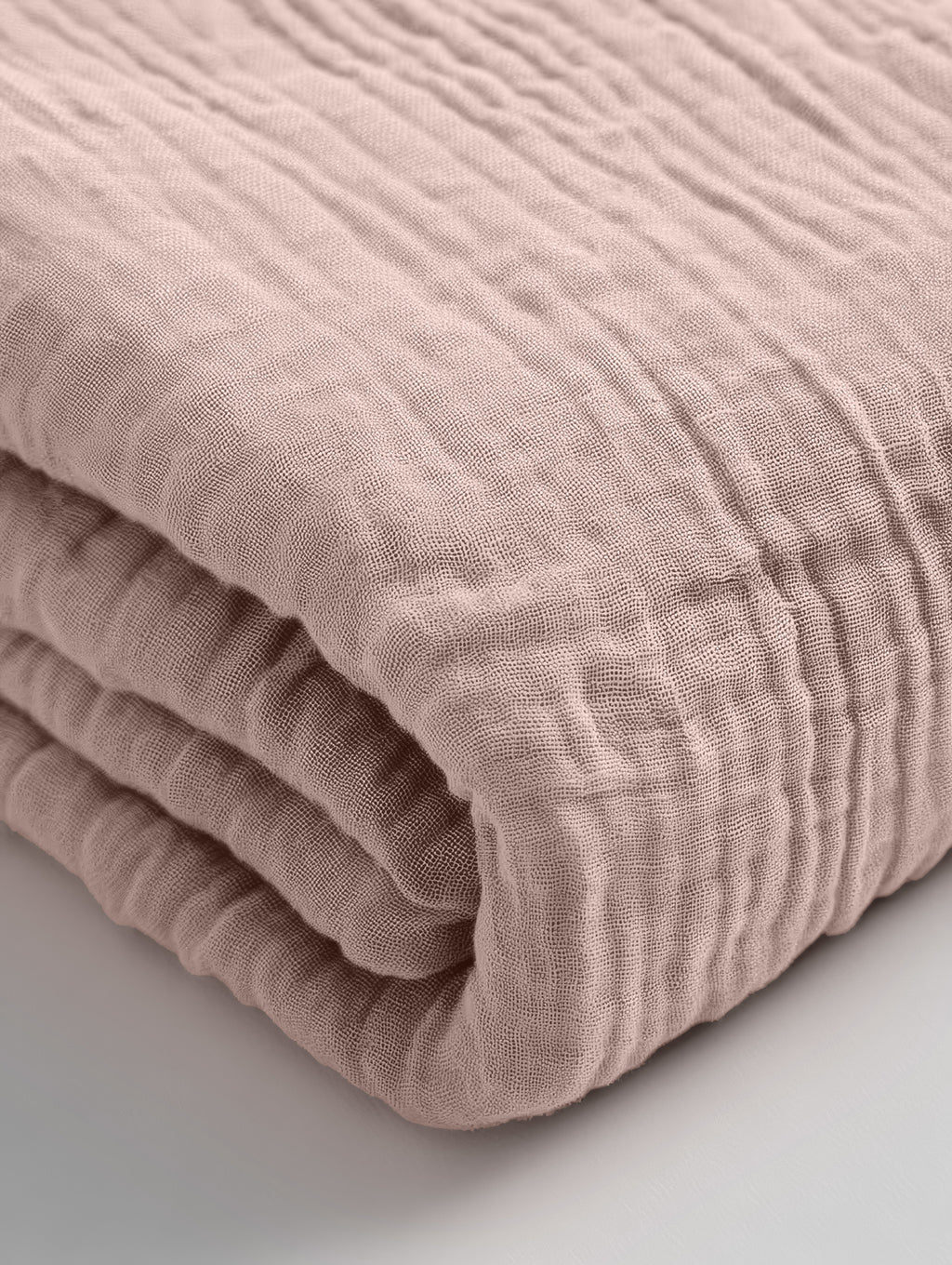 Hoeslaken katoen mousseline blushroze 180 x 200 cm, hoekhoogte 30 cm, slaapkamer