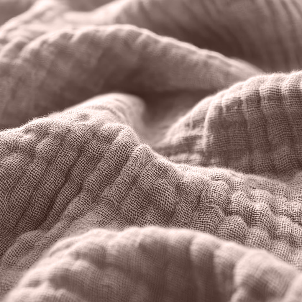 Hoeslaken katoen mousseline blushroze 180 x 200 cm, hoekhoogte 30 cm, slaapkamer