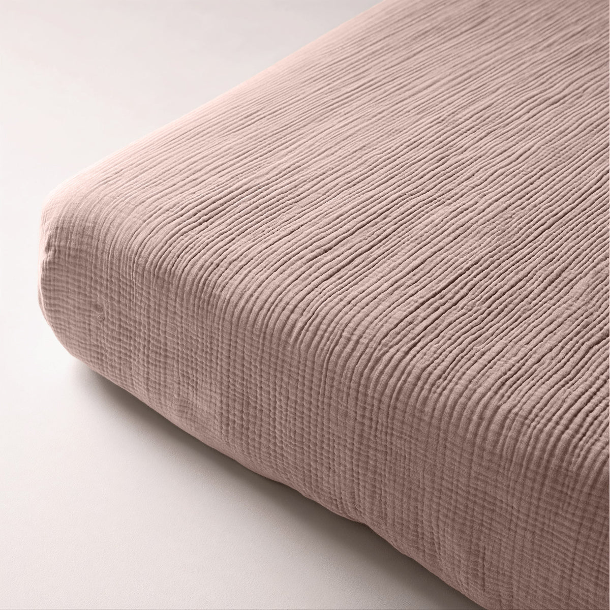 Hoeslaken katoen mousseline blushroze 180 x 200 cm, hoekhoogte 30 cm, slaapkamer