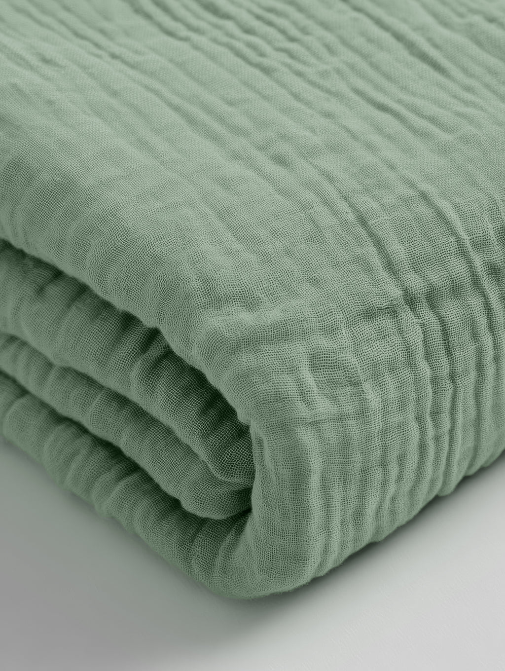 Hoeslaken katoen mousseline groen 90 x 200 cm, hoekhoogte 30 cm, voor matras en boxspring