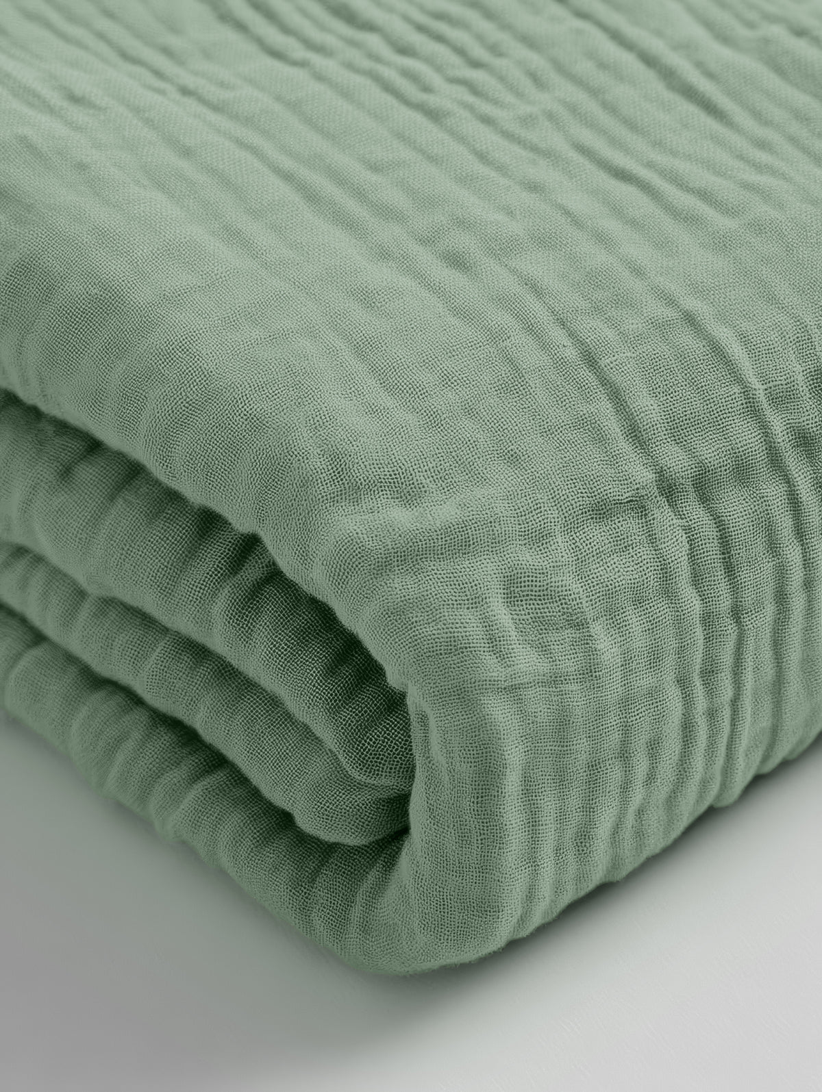 Hoeslaken katoen mousseline groen 90 x 200 cm, hoekhoogte 30 cm, voor matras en boxspring