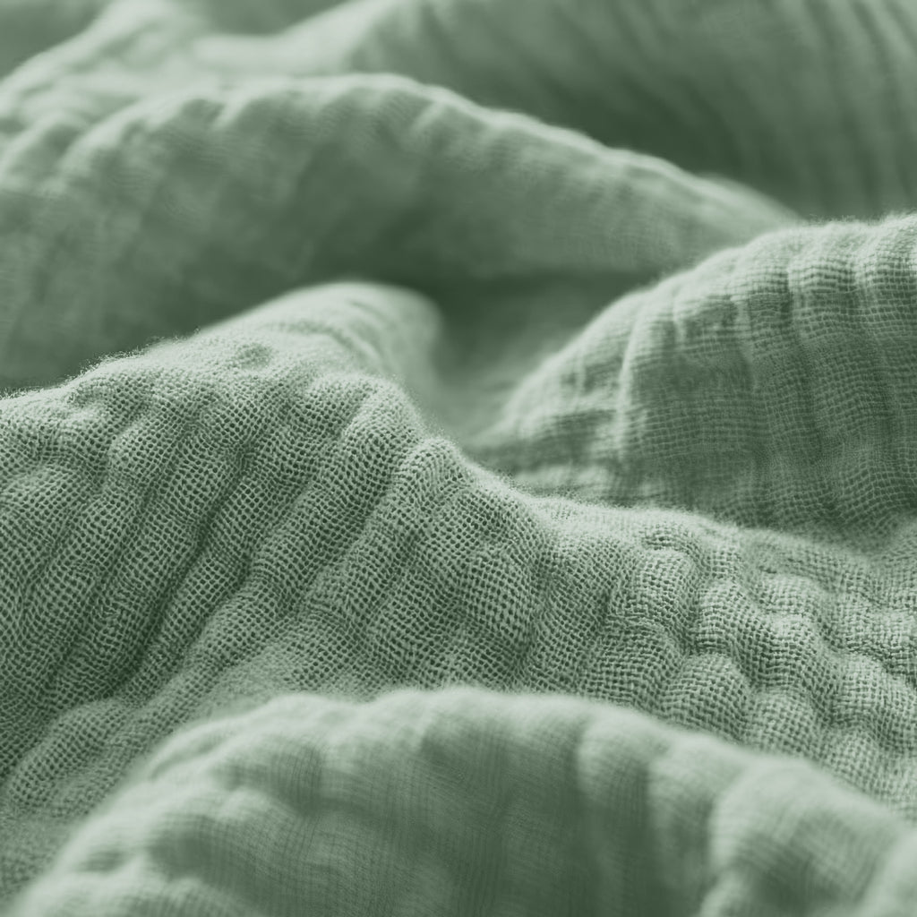 Hoeslaken katoen mousseline groen 90 x 200 cm, hoekhoogte 30 cm, voor matras en boxspring