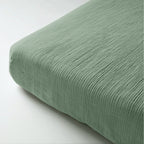Hoeslaken katoen mousseline groen 90 x 200 cm, hoekhoogte 30 cm, voor matras en boxspring