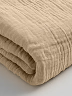Hoeslaken katoen mousseline zand 140 x 200 cm, hoekhoogte 30 cm, voor matras en boxspring