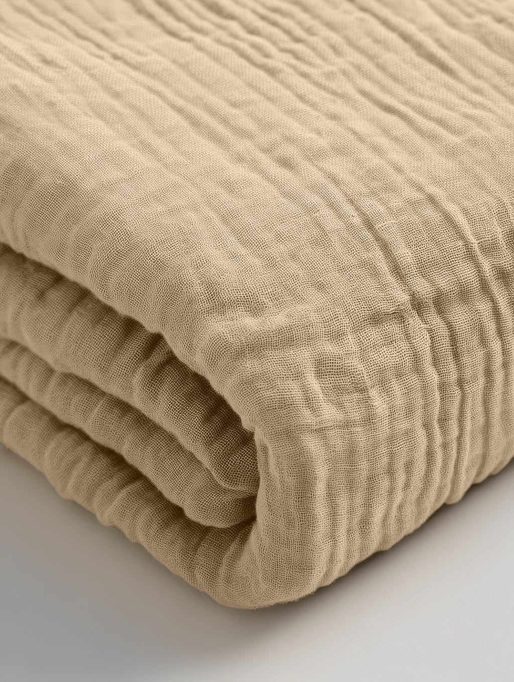 Hoeslaken katoenmousseline zand 160 x 200 cm, hoekhoogte 30 cm, voor boxspring en matras
