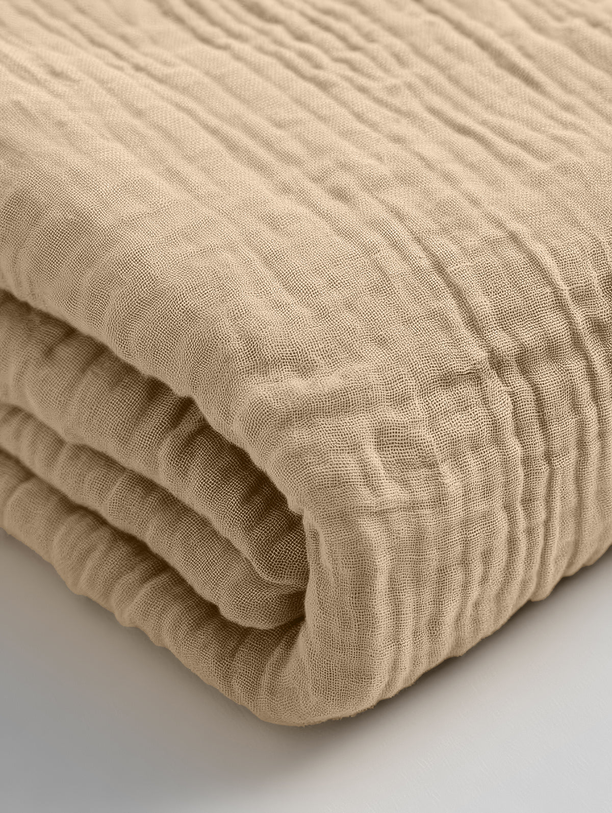 Hoeslaken katoenmousseline zand 160 x 200 cm, hoekhoogte 30 cm, voor boxspring en matras