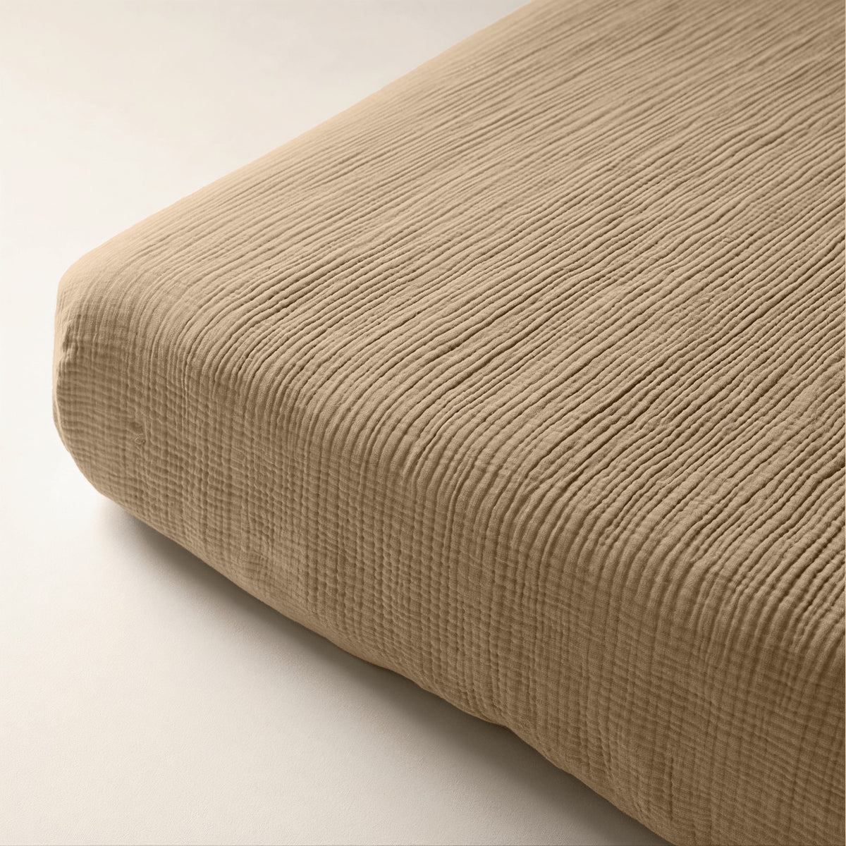 Hoeslaken katoenmousseline zand 160 x 200 cm, hoekhoogte 30 cm, voor boxspring en matras
