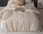 Dekbedovertrek micropercal crème 240 x 220 cm, met 2 kussenslopen, drukknopen en instopstrook
