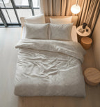 Dekbedovertrek katoen Rattan zilvergrijs 140 x 220 cm, met 2 kussenslopen 60 x 70 cm voor de slaapkamer
