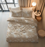 Dekbedovertrek katoen Lente bedrukt zand beige 240 x 220 cm, met 2 kussenslopen 60 x 70 cm