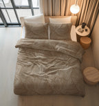 Dekbedovertrek katoen Amber beige bruin 200 x 220 cm, met 2 kussenslopen 60 x 70 cm