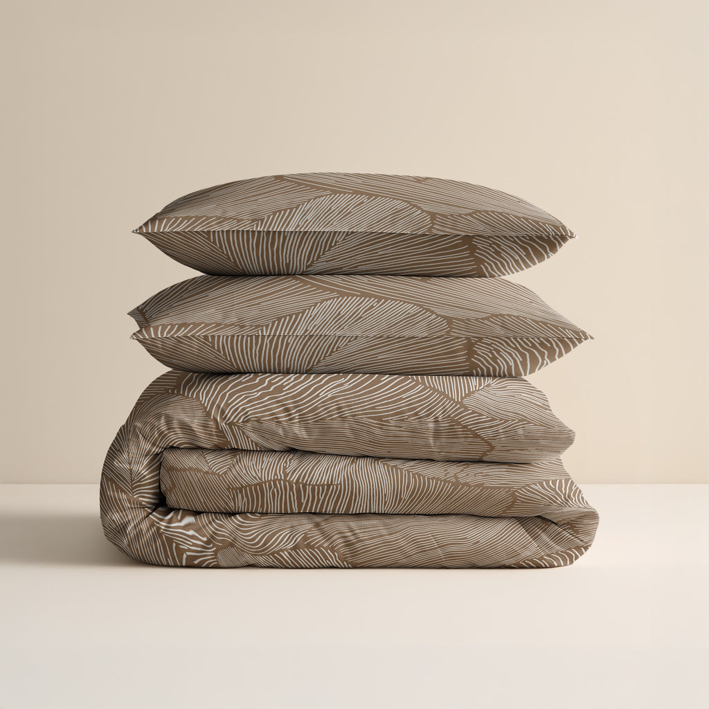 Dekbedovertrek katoen Amber beige bruin 200 x 220 cm, met 2 kussenslopen 60 x 70 cm