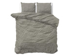 Dekbedovertrek katoen Mellow Stone grijs 200 x 220 cm, met 2 kussenslopen 60 x 70 cm