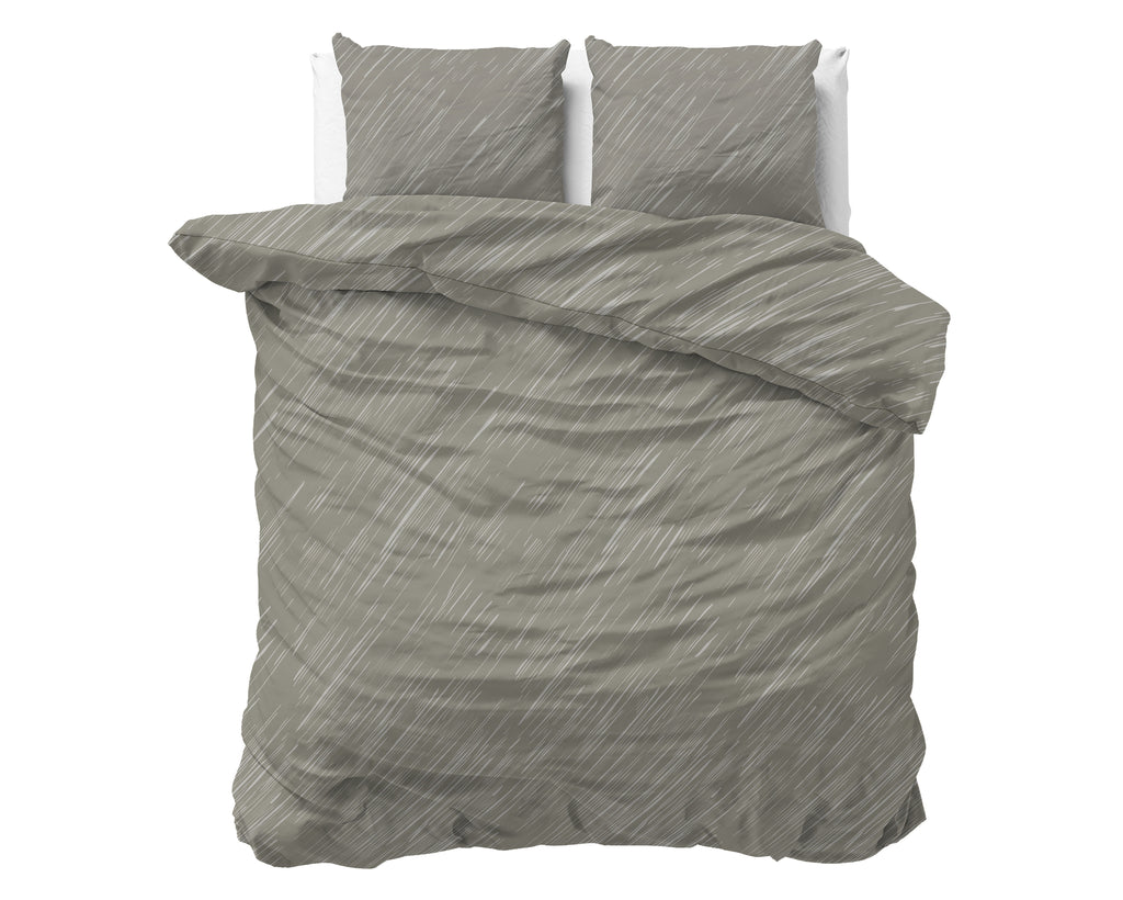 Dekbedovertrek katoen Mellow Stone grijs 240 x 220 cm, met 2 kussenslopen 60 x 70 cm