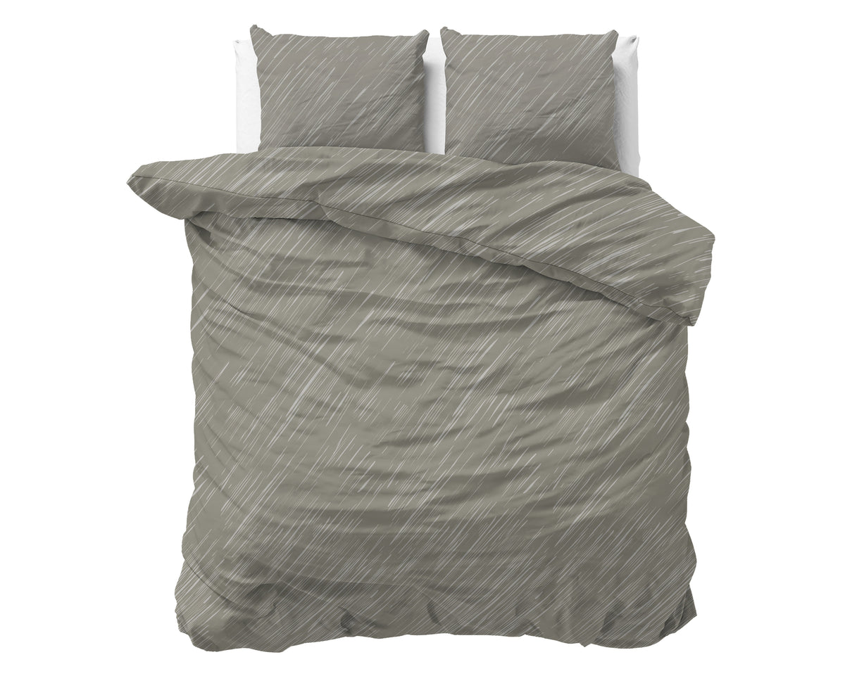 Dekbedovertrek katoen Mellow Stone grijs 240 x 220 cm, met 2 kussenslopen 60 x 70 cm